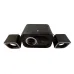 Front view of Xtrike Me SK-502 Speaker set with central subwoofer and two satellite speakers.