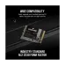 Corsair MP600 MINI SSD on a laptop keyboard, emphasizing its industry standard M.2 2230 form factor for wide compatibility.