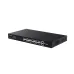 Angled view of Tenda TEG1128P-24-410W Switch highlighting rack-mount design with RJ45 ports and ventilation grilles.