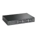 Angled front viewpoint of the TP-Link TL-SG1024DE Switch displaying its 24 Ethernet ports and status indicators.