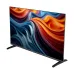 Front angled view of Haier H32K85GX TV with thin bezel and vivid abstract wave display on screen.