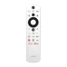 Front view of Haier H32K85GX TV remote showing navigation pad, streaming buttons, and Haier branding at bottom.