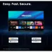 Front view of Hisense 32A4S 32 inch Smart TV interface showing streaming apps like Netflix, Prime Video, and YouTube.