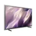 Front view of Samsung 77S95H OLED TV with thin metallic frame and abstract purple cream display design.