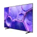 Angled view of the slim Samsung 85U8500F 85-inch 4K TV displaying a vibrant purple abstract wallpaper.