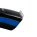 Close-up of Kemei KM-632 Trimmer showing black and blue body with metallic cutting blade at the top.