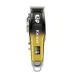 Front view of Kemei KM-709A Hair Trimmer with yellow-black body and metal blade for precise cutting.