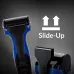 Front view of Panasonic ES-SA40 Shaver with blue handle showing slide-up pop-up trimmer function.