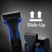Front view of Panasonic ES-SA40K Shaver with blue handle showing slide-up pop-up trimmer function.