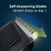 Close-up of Philips MG3710/33 Trimmer blades with glowing overlay showing self-sharpening action for long-lasting sharpness.