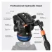K&F Concept KF31125-BV50 hydraulic tripod head with quick release plate, pan lock, tilt lock, and damping controls.