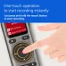 Close-up view of Philips DVT2075 Voice Recorder operated by hand pressing red record button on display screen.