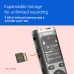 Front angled view of Philips DVT2075 Voice Recorder showing expandable storage slot with microSD card beside screen.
