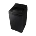Front angled view of Samsung 9.5 KG Washing Machine with black body, open lid, and digital control panel above drum.
