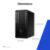 Dimension view of HP Z2 Tower G1i Workstation highlighting height, width, and depth with textured front panel design.